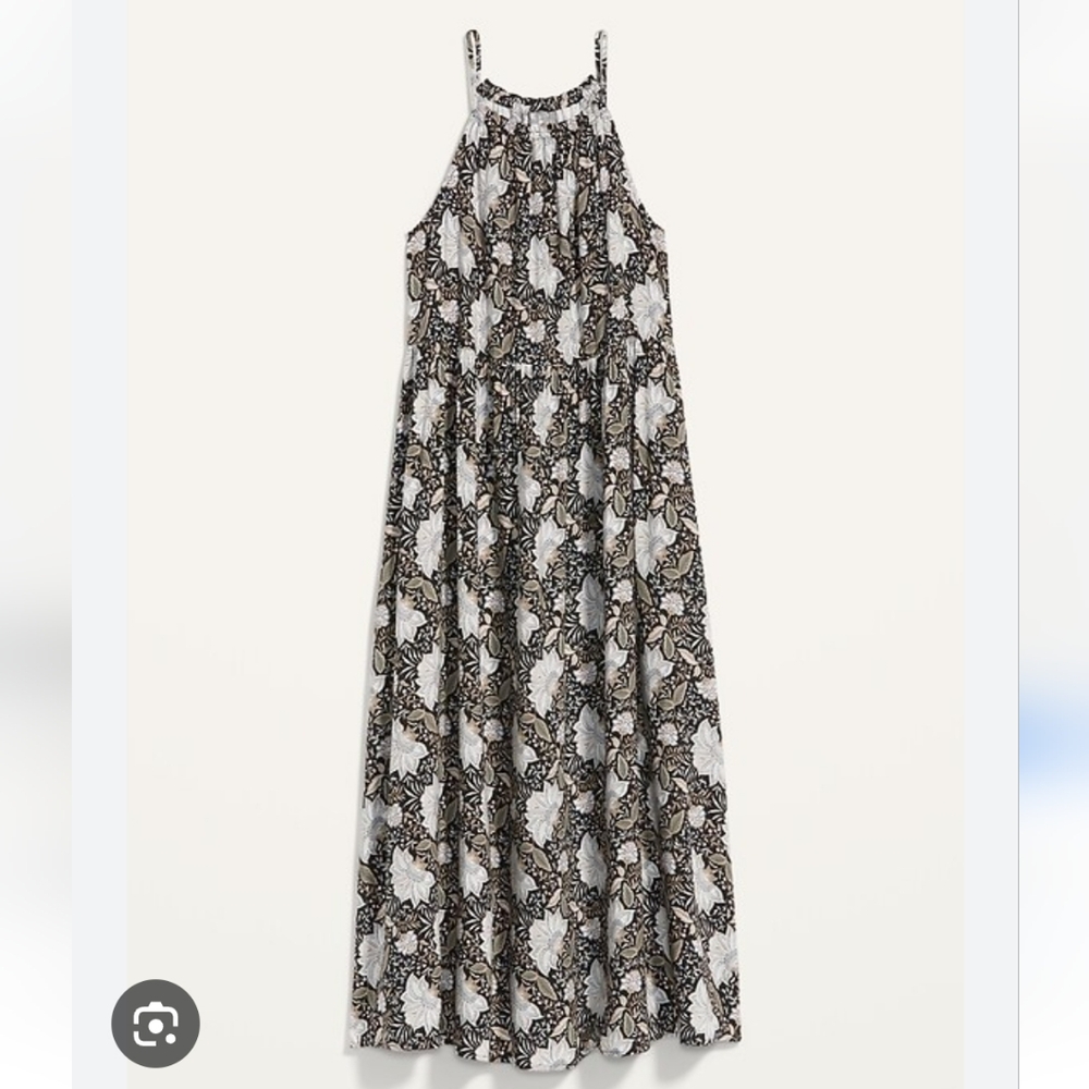 High-neck maxi swing dress